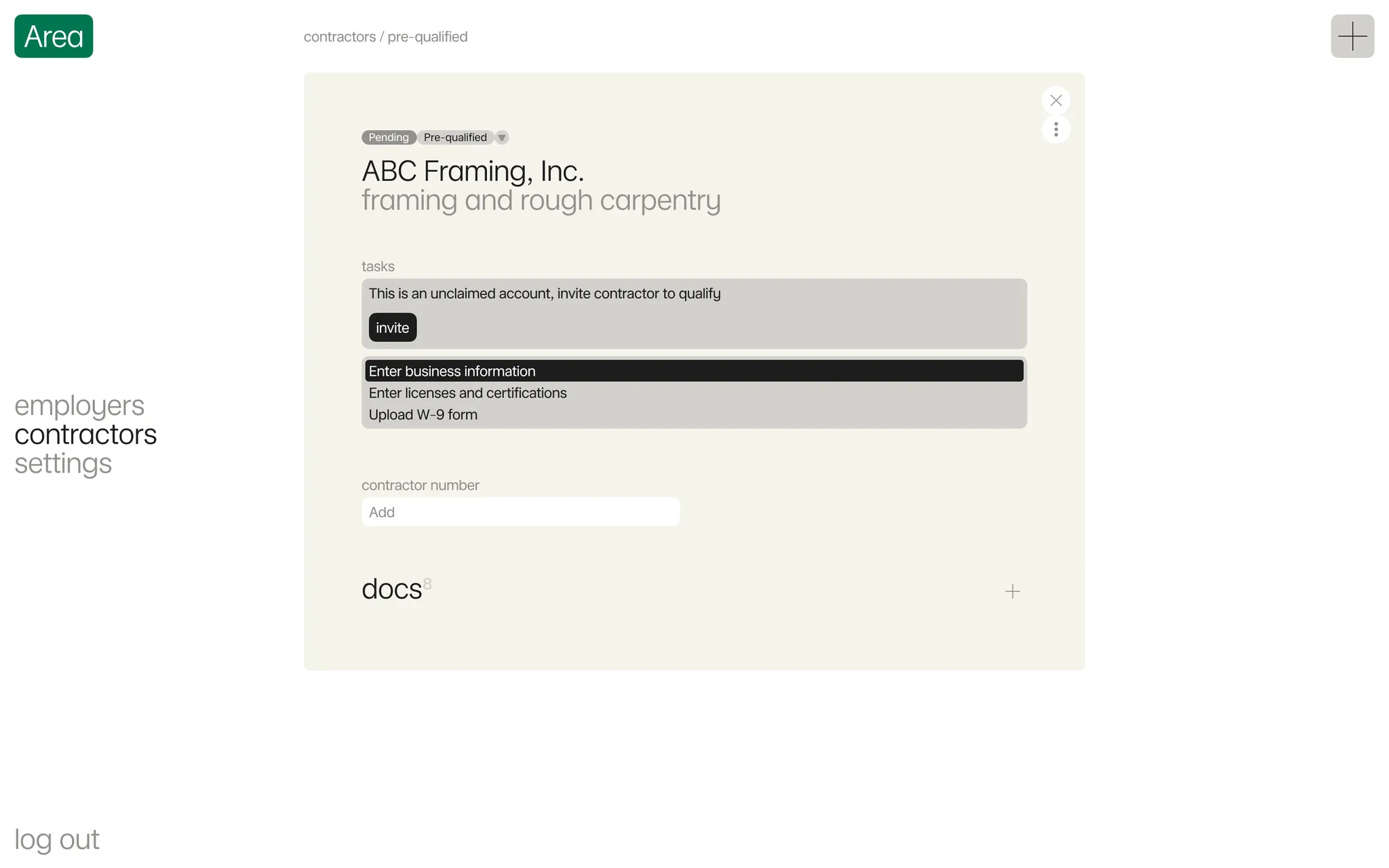 Enter business information task